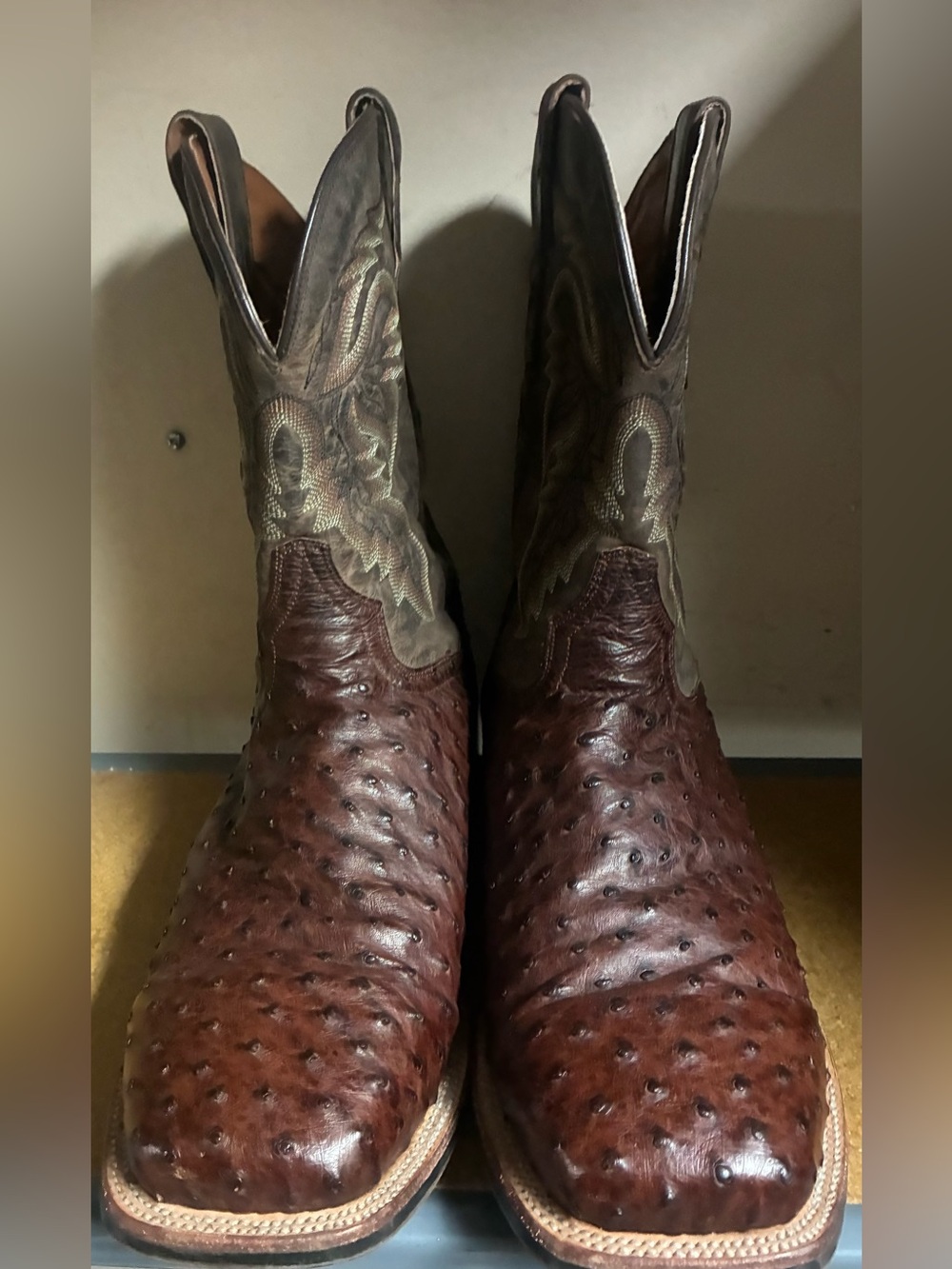 Dan Post Alamosa DP3875 Men’s Full Quill Ostrich Square Toe Cowboy Boots SZ 13EW